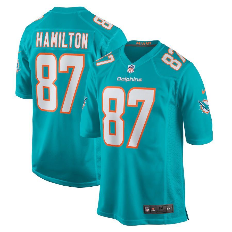 Men Miami Dolphins #87 DaeSean Hamilton Nike Aqua Home Game Player NFL Jersey